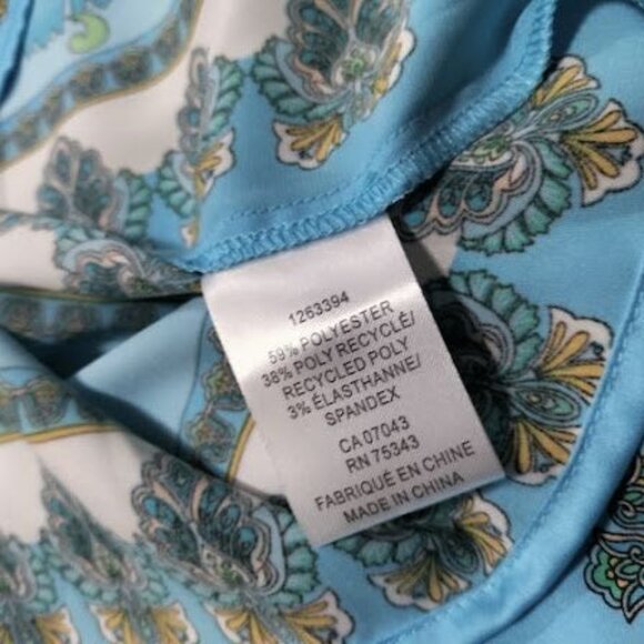 NWT Rachel Zoe Blue Floral Button Front Long Sleeve Blouse Women's Size Medium - Picture 5 of 12